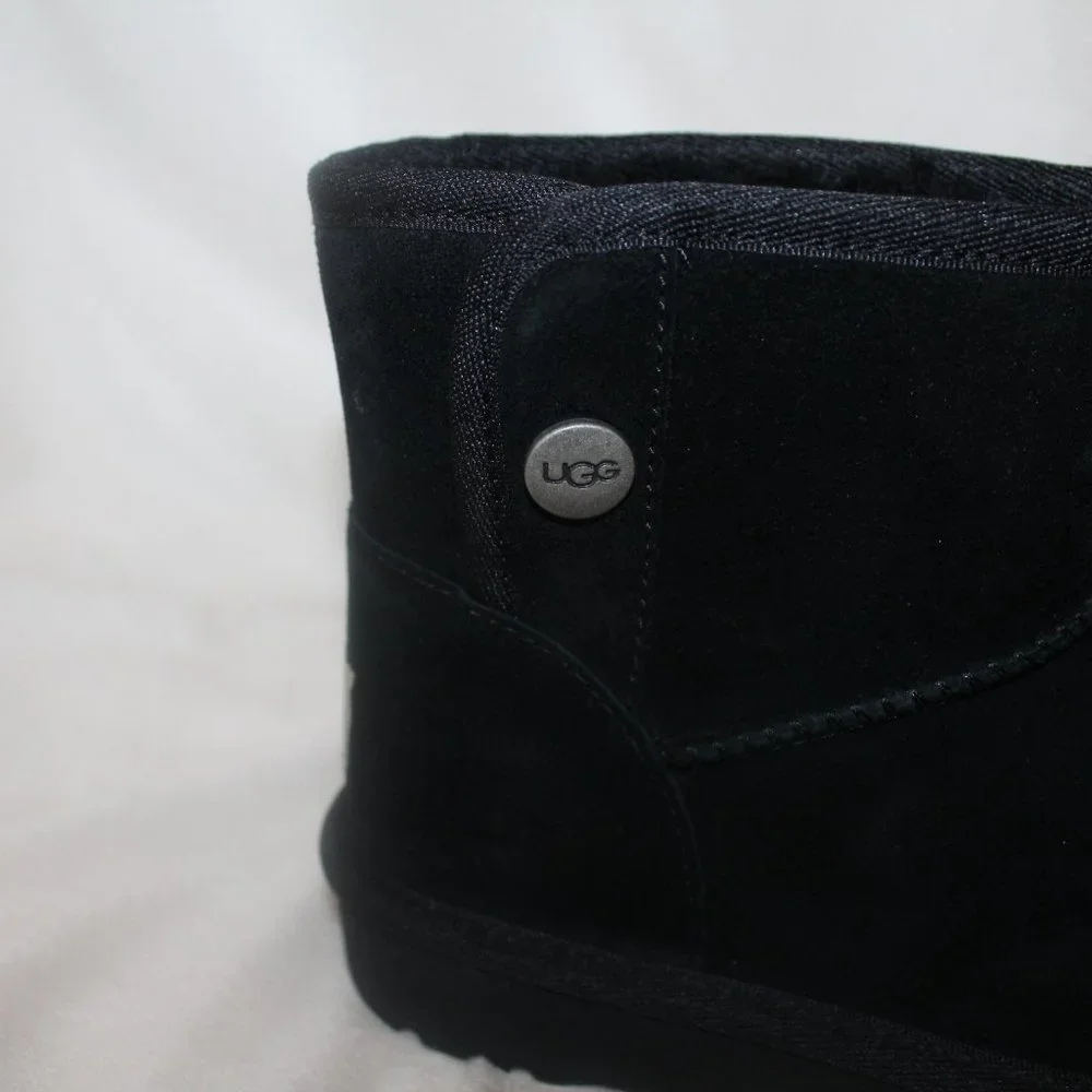 NEW UGG JONA SUEDE SHEARLING GIRL'S MINI SHEARLING LINED BOOTS‎ BLACK